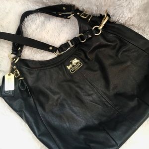 Coach black leather bag